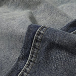 Vintage Washed Distressed Light Blue Wide Jeans