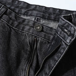 Black Zipper Detail Techwear Utility Denim Cargo Pants