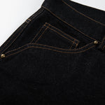 Wide Leg High Waisted Dark Denim Jeans Button Detail