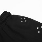 Studded 67 Print Black Wide Leg Sweatpants