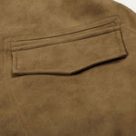 Suede Boxy Fit Padded Jacket Trimmed