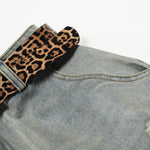 Leopard Print Belt Vintage Wide Leg Distressed Denim
