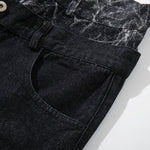 Marble Pattern Panels Black Wide Leg Painter Pants