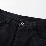 Black Wide Leg Jeans Snake Print Faded Detailing