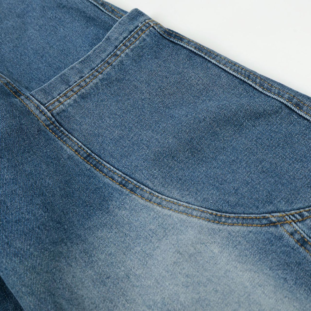 Large Patch Pocket Vintage Washed Wide Leg Denim