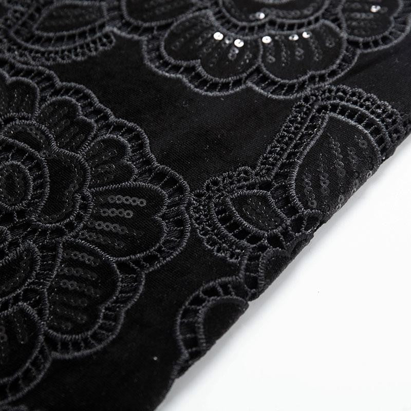 Patchwork Floral-Embroidered Sequined Bootcut Jeans