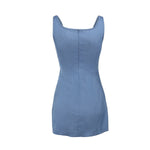 Floral Appliqu¨¦ Denim Slip Mini Dress