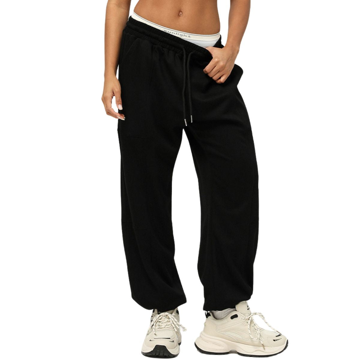 Women's Solid Baggy-Fit Joggers