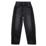 Rhinestones & Pearls Embroidery Patchwork Ankle Jeans