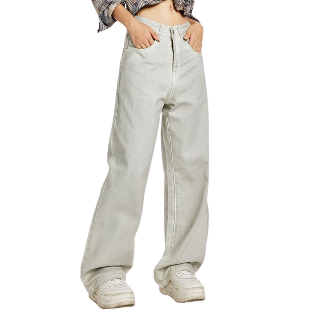 Distressed Dirty White Denim Jeans