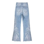 Lightweight Embroidered Cut-Out Bootcut Jeans