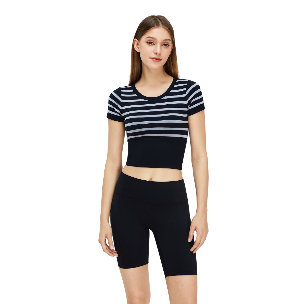 Striped Cropped Short-Sleeve Tee