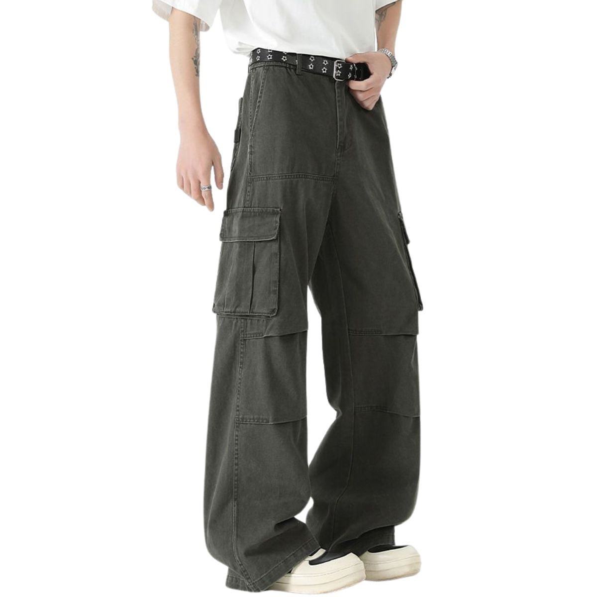 Straight-Leg Cotton Cargo Trousers