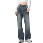 Relaxed Fit Distressed Hem Ripped Jeans
