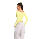 Off-Shoulder Seamless Long-Sleeve Crop Tee
