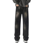 Drawstring Waist Vintage Washed Denim Jeans