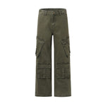 Vintage Washed Baggy Cargo Pants-INNBLAC Fashion Apparel