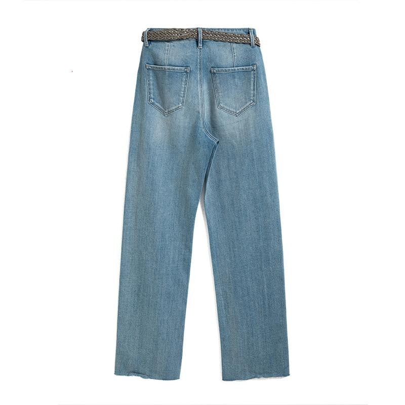 Pearl-Frog Embroidered Wide-Leg Jeans