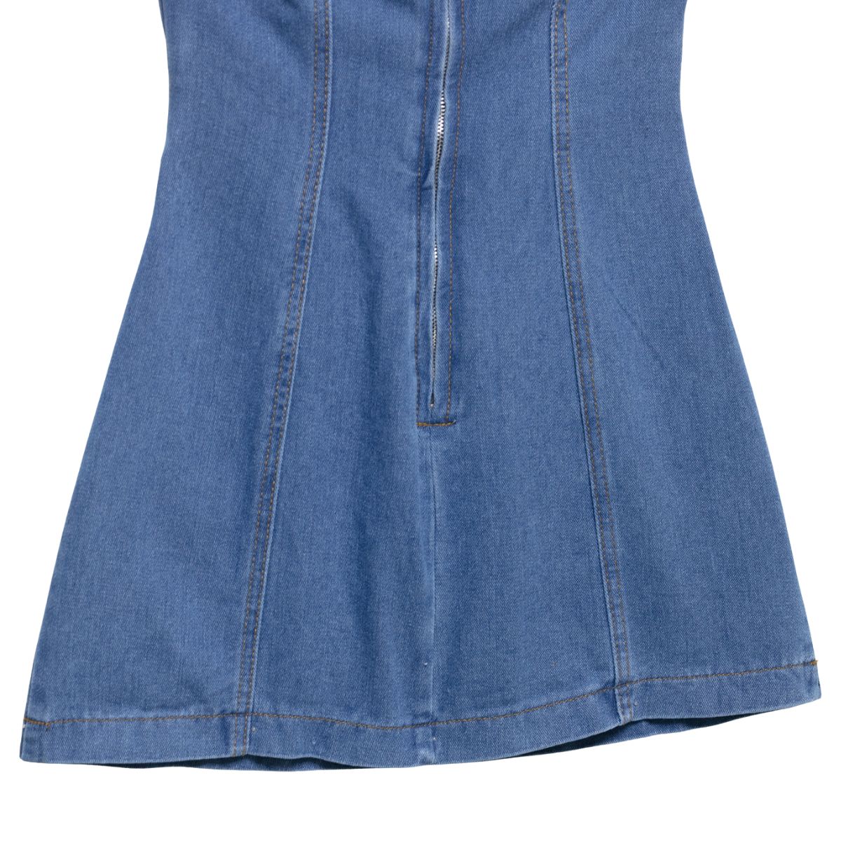 Cut-Out Denim Halter Mini Dress