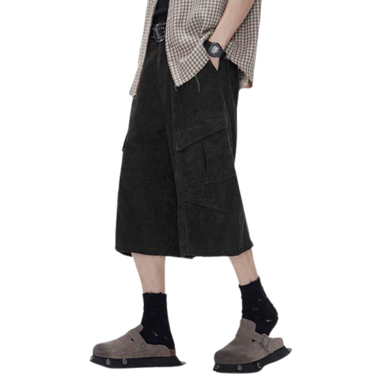 Cargo Wide-Leg Cropped Cotton Pants