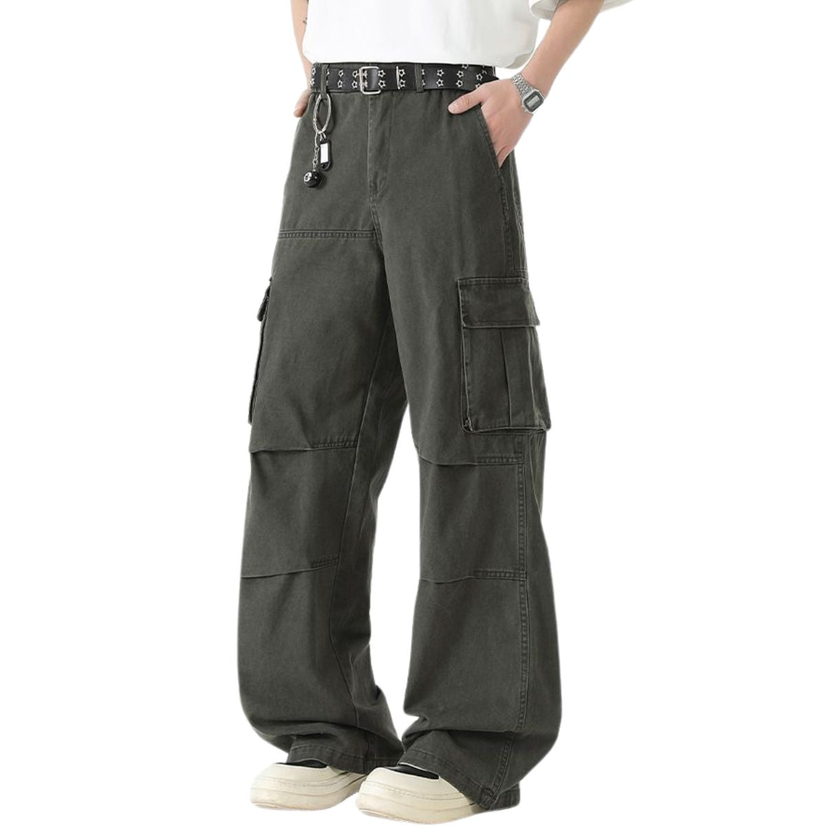 Straight-Leg Cotton Cargo Trousers