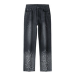 Star Applique Ombre-Faded Ripped Jeans