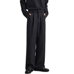 Solid-Color Single Pleat Trousers