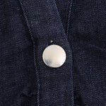 Short-Sleeve Button-Front Denim Midi Dress