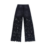 Floral-Embroidered Cut-Out Wide-Leg Jeans