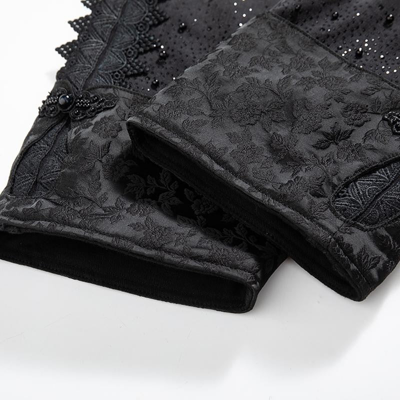 Rhinestones & Pearls Embroidery Patchwork Ankle Jeans