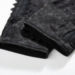 Rhinestones & Pearls Embroidery Patchwork Ankle Jeans