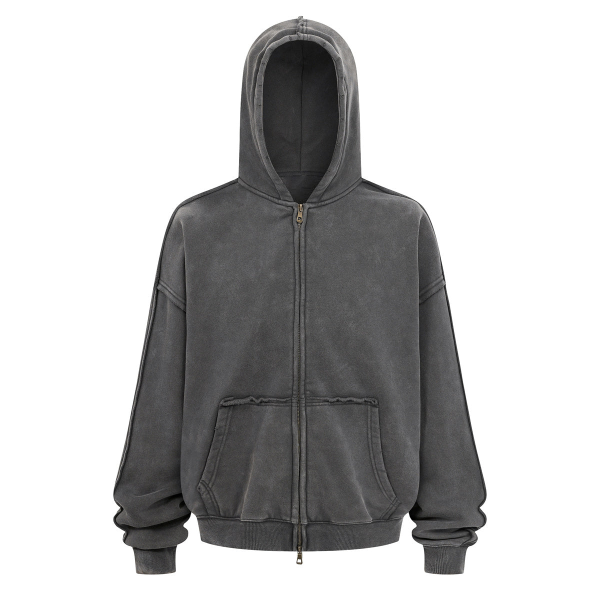Oversized Vintage Washed Zip Up French Terry Hoodie
