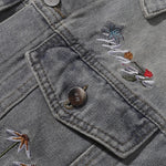 Floral Embroidery Denim Trucker Jacket