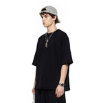 Oversized Minimal Tee Raw Edge Contrast Stitching