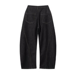 Contrast Stitching Detail Wide Leg Denim Pants