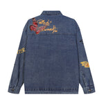 Floral-Printed Denim Trucker Jacket
