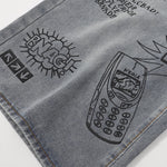 Street Style Graphic Print Relaxed Denim Shorts