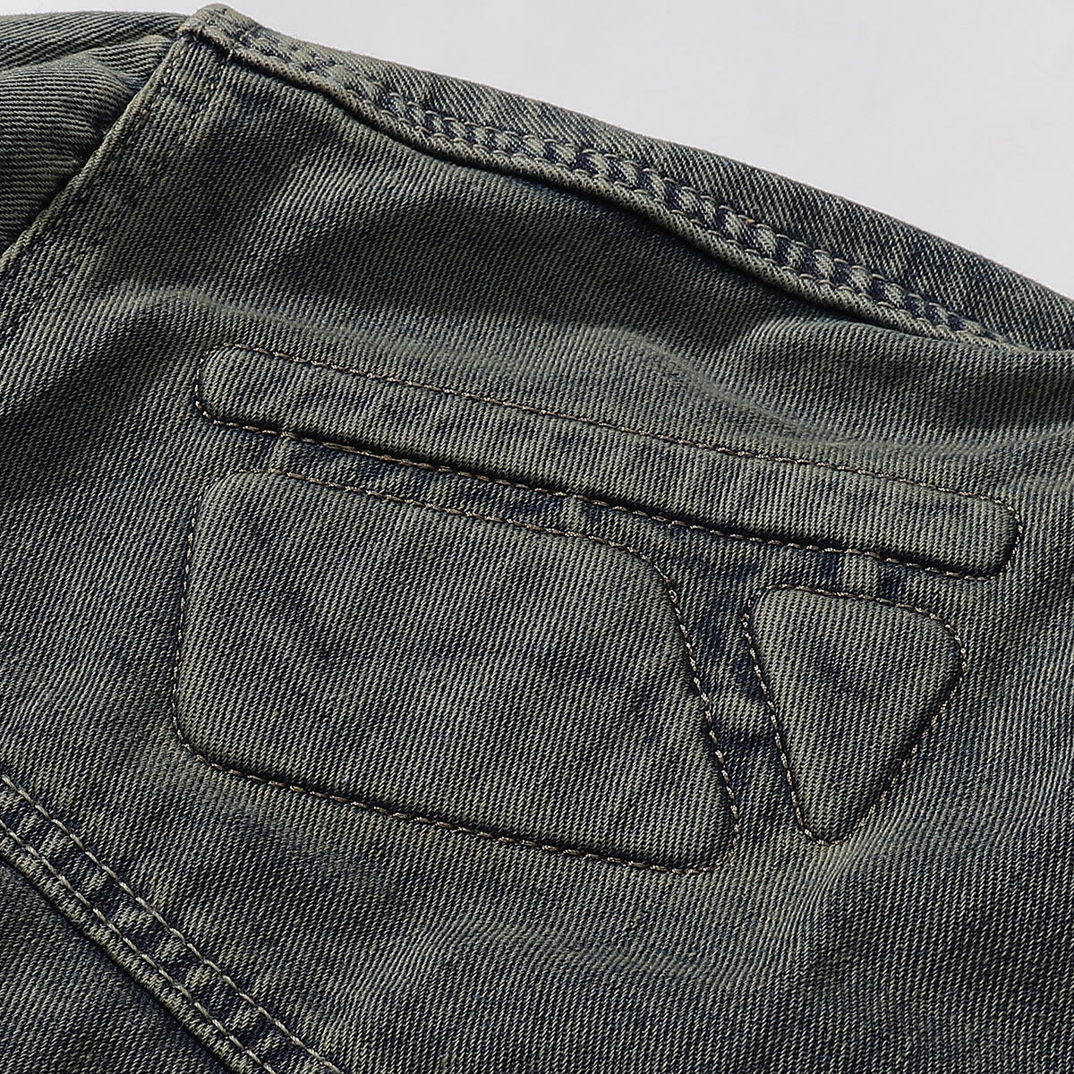 Bold Stitching Distressed Denim Jacket