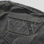 Bold Stitching Distressed Denim Jacket