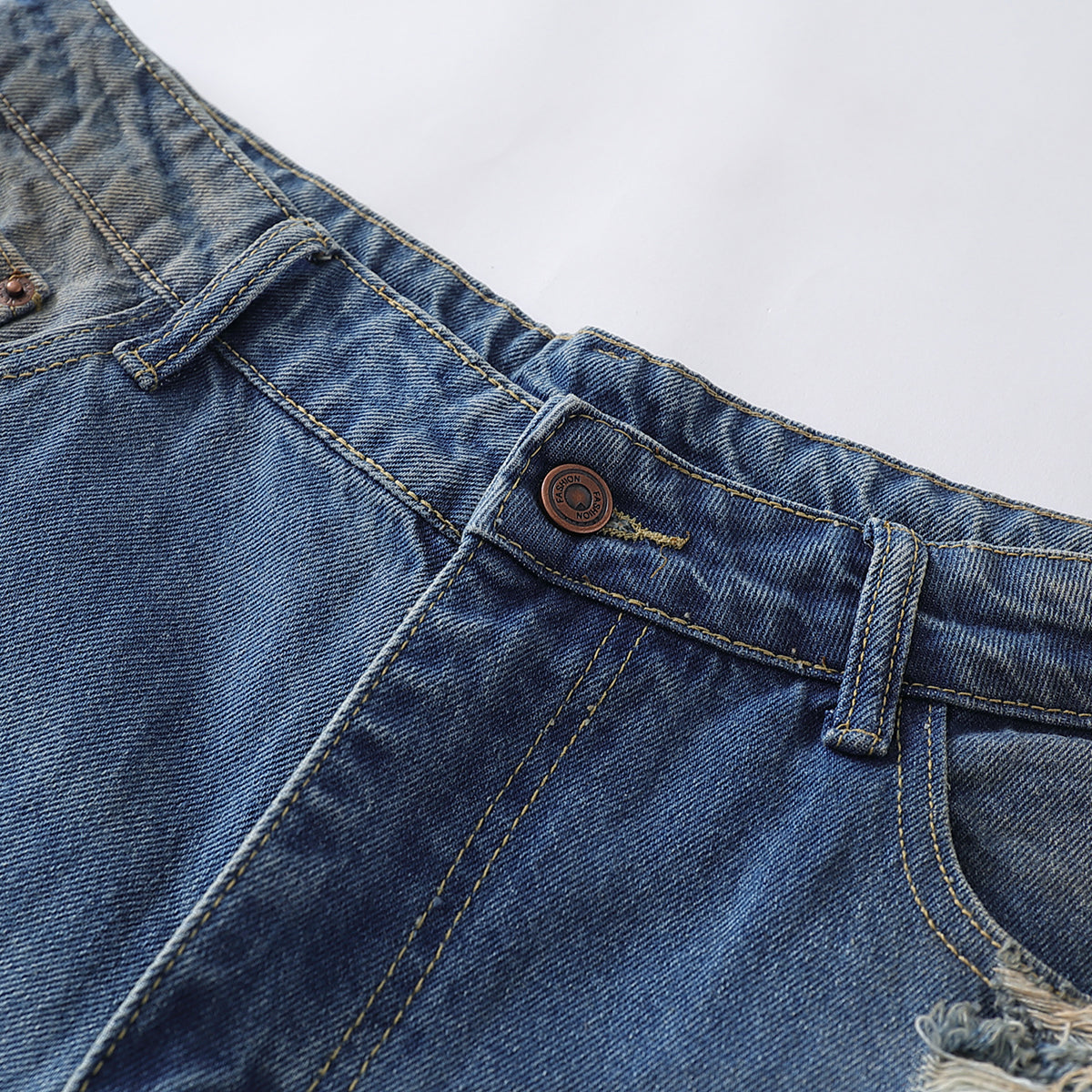 Loose Fit Embroidered Patch Distressed Jeans