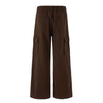 Wide Leg Cargo Pants Elastic Waistband Multi Pocket