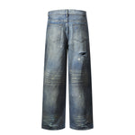 Wrinkle Wash Retro Ripped Baggy Jeans