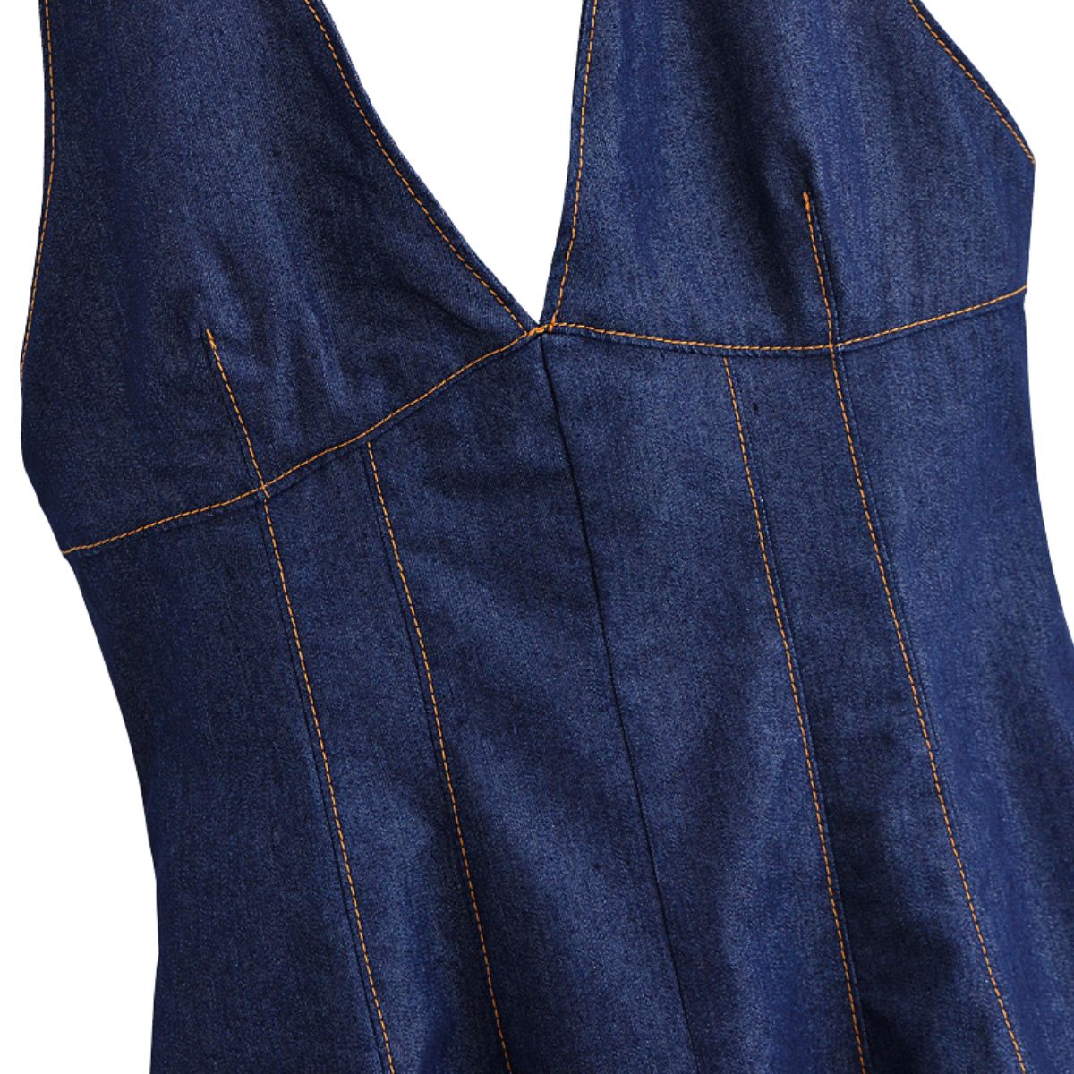 Halter Neck A-Line Denim Minidress