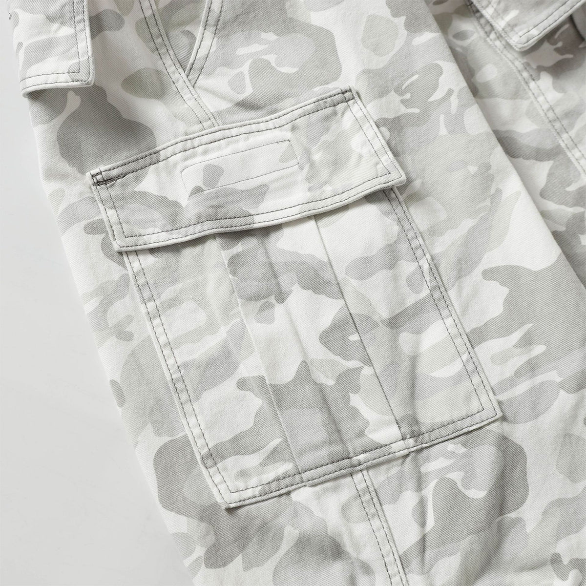 Snow Camo Combat Multi Pocket Wide Leg Cargo Pants