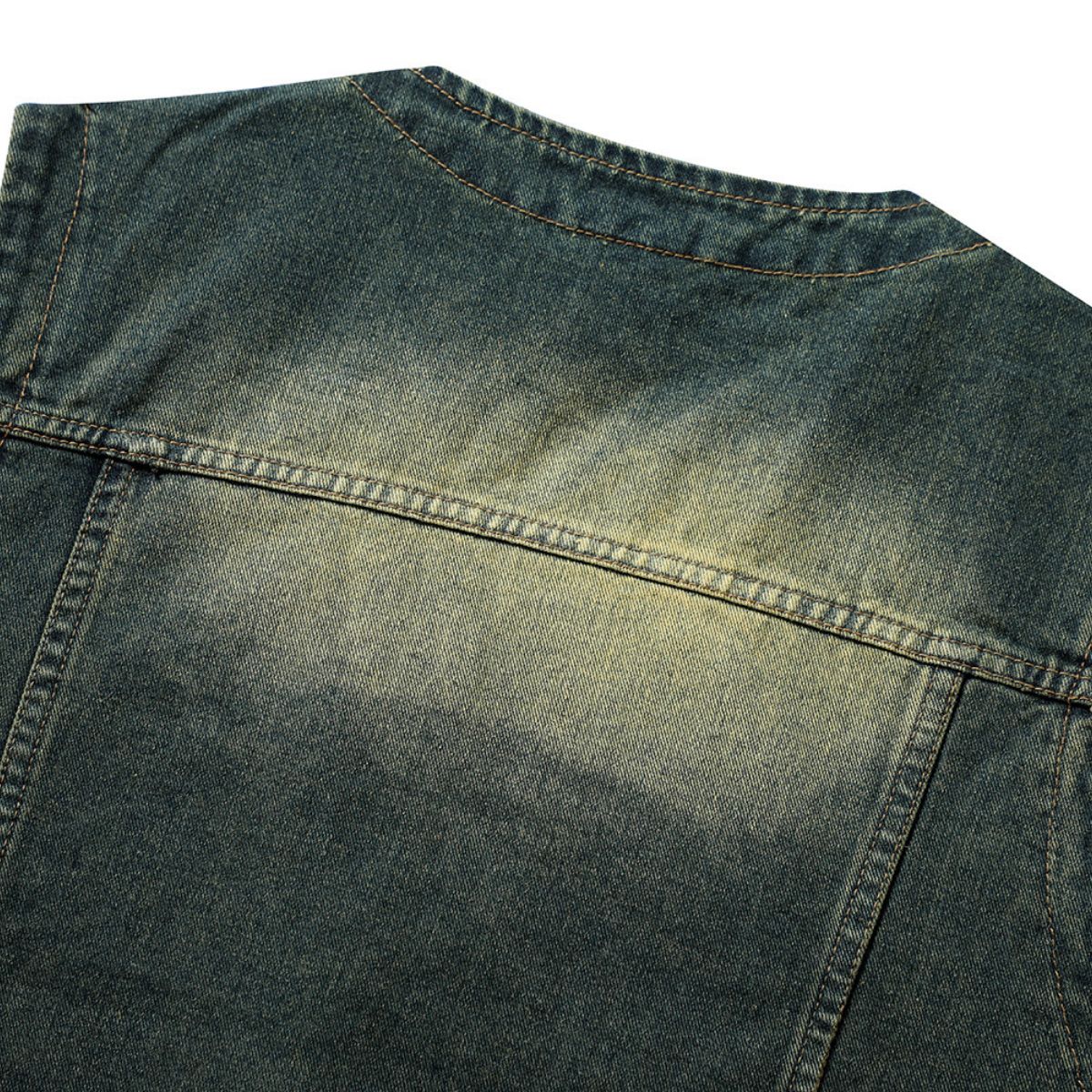 V-Neck Utility Denim Cargo Vest