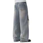 High Street Baggy Wide Leg Distressed Patchwork Denim Jeans
