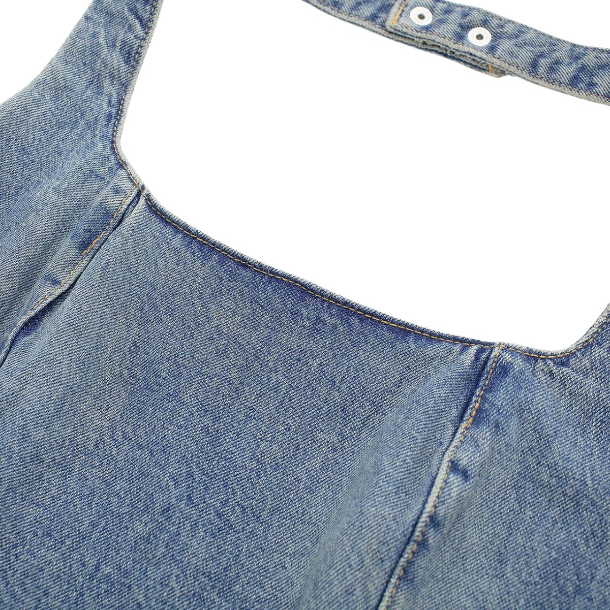 Halter Neck Fitted Bodycon Denim Mini Dress