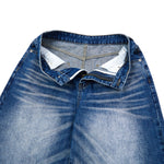Washed Indigo Relaxed Fit Utility Denim Shorts