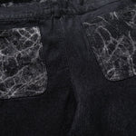 Marble Pattern Panels Black Wide Leg Painter Pants