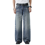 Vintage Washed Crease Effect Wide Leg Baggy Denim Jeans
